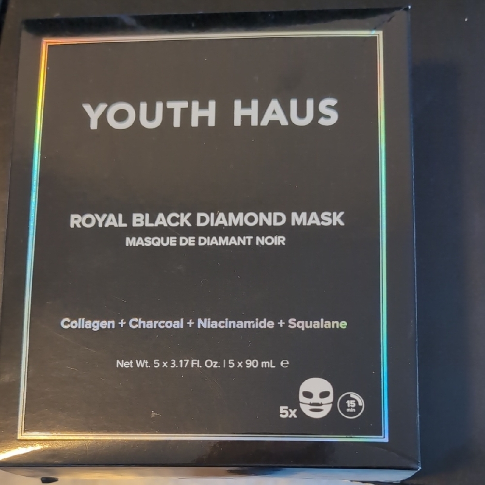 Youth Haus Royal Black Diamond Mask - 5 Pack NIB